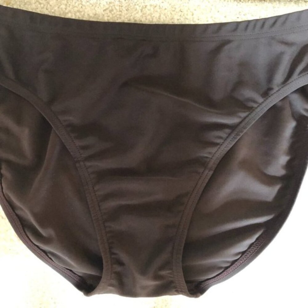 Body ID Activewear Nylon   Spandex Bikini Bottoms Chocolate Brown Size 10